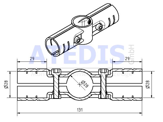 Maße Grundverbinder-Set SA-4N vernickelt