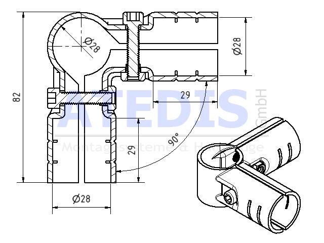 Maße Grundverbinder-Set SA-2S schwarz