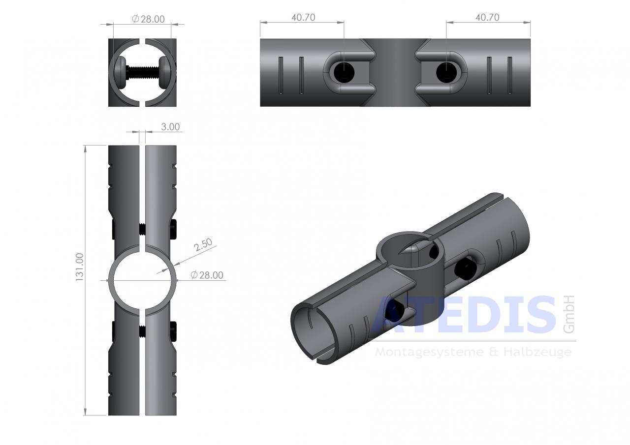 Maße Grundverbinder-Set SA-4S schwarz